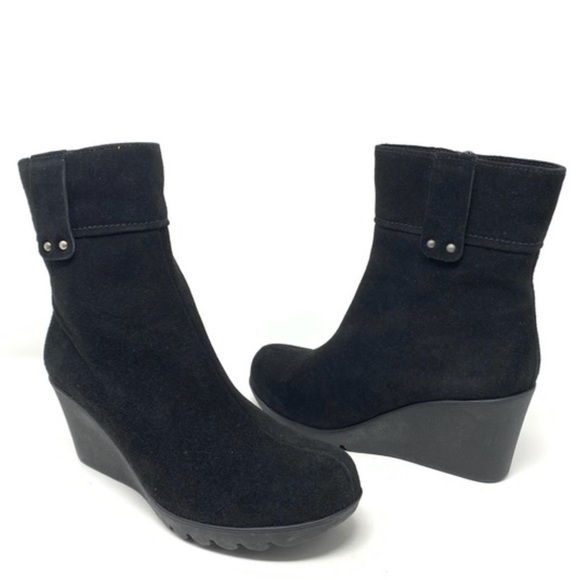 La CANADIENNE Shoes - La Canadienne Becket Wedge Boots in Black Suede Size 6.5M